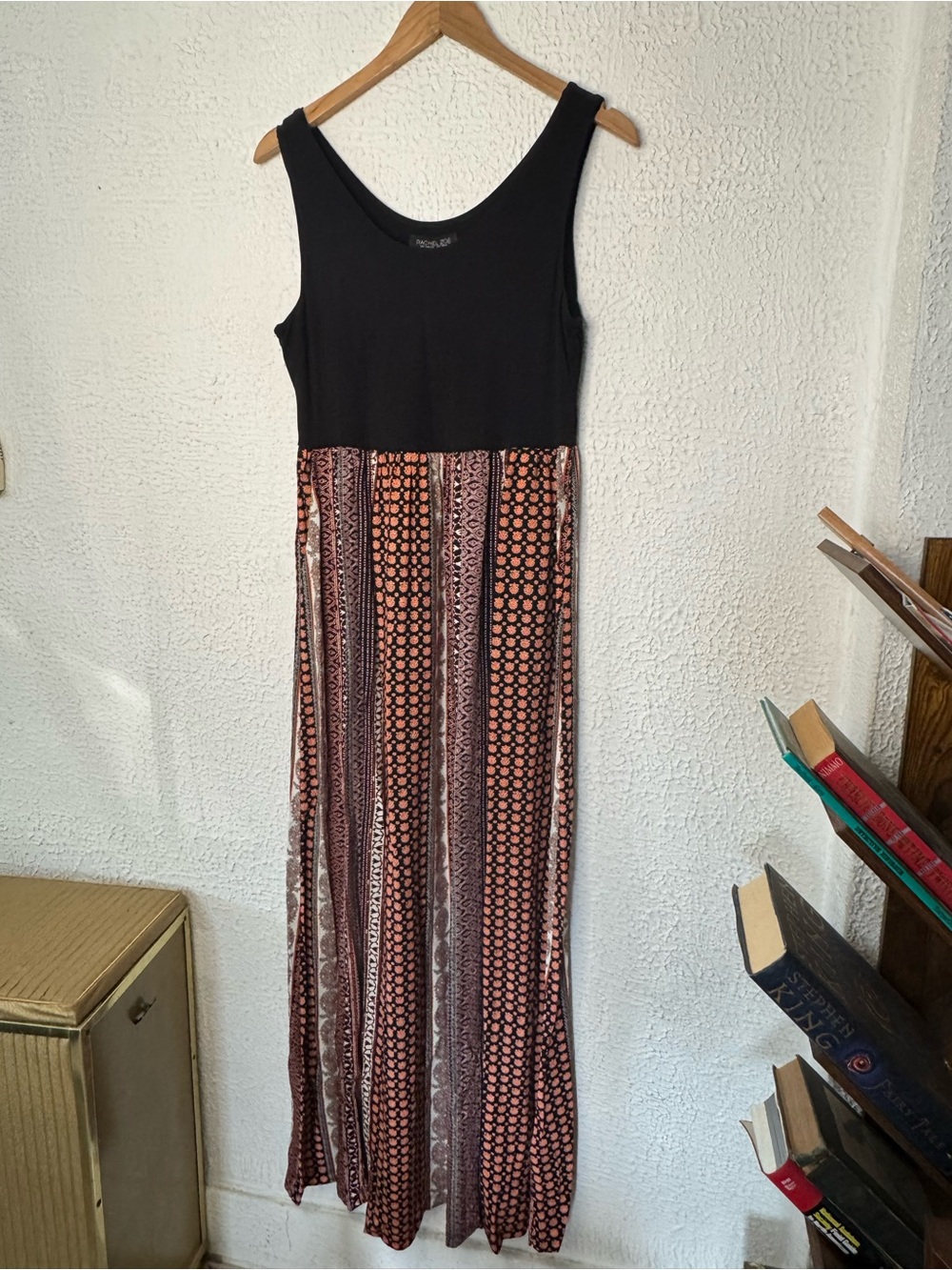 Sleeveless Black & Rust Patterned Maxi Dress - Picture 2 of 8